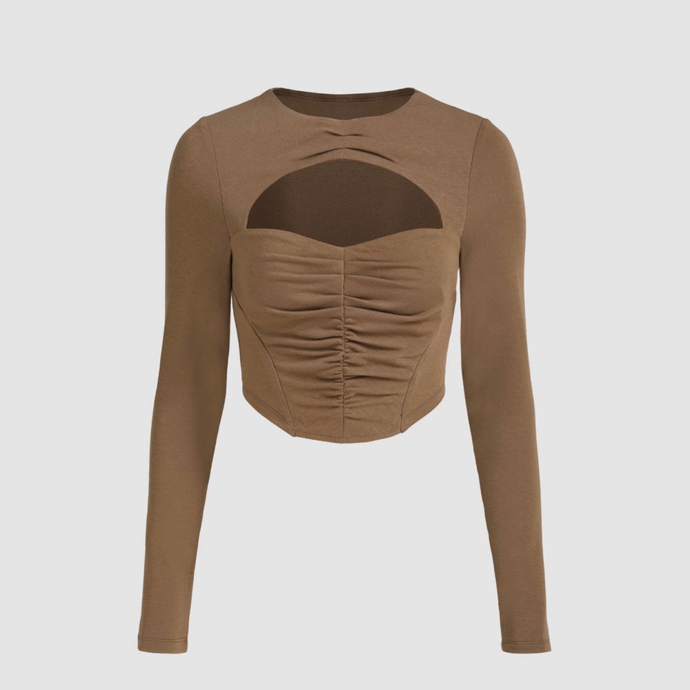Cider brown crop long sleeve with cut out